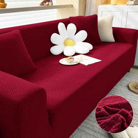 Thick Butterfly Slipcover Couch Sofa Covers Stretch Classic Knitting -Maroon