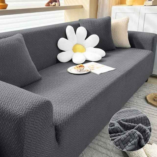 Thick Butterfly Slipcover Couch Sofa Covers Stretch Classic Knitting -Grey