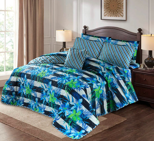 7 Pcs Quilted Comforter Set - D-643