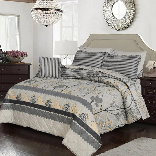 7 Pcs Quilted Comforter Set - D-639