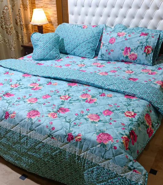 7 Pcs Quilted Comforter Set - D-637