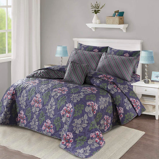 7 Pcs Quilted Comforter Set - D-640