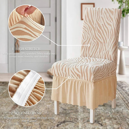 Zebra Chair Covers Frill / Fitted Style For Dinning/Office - All Colors